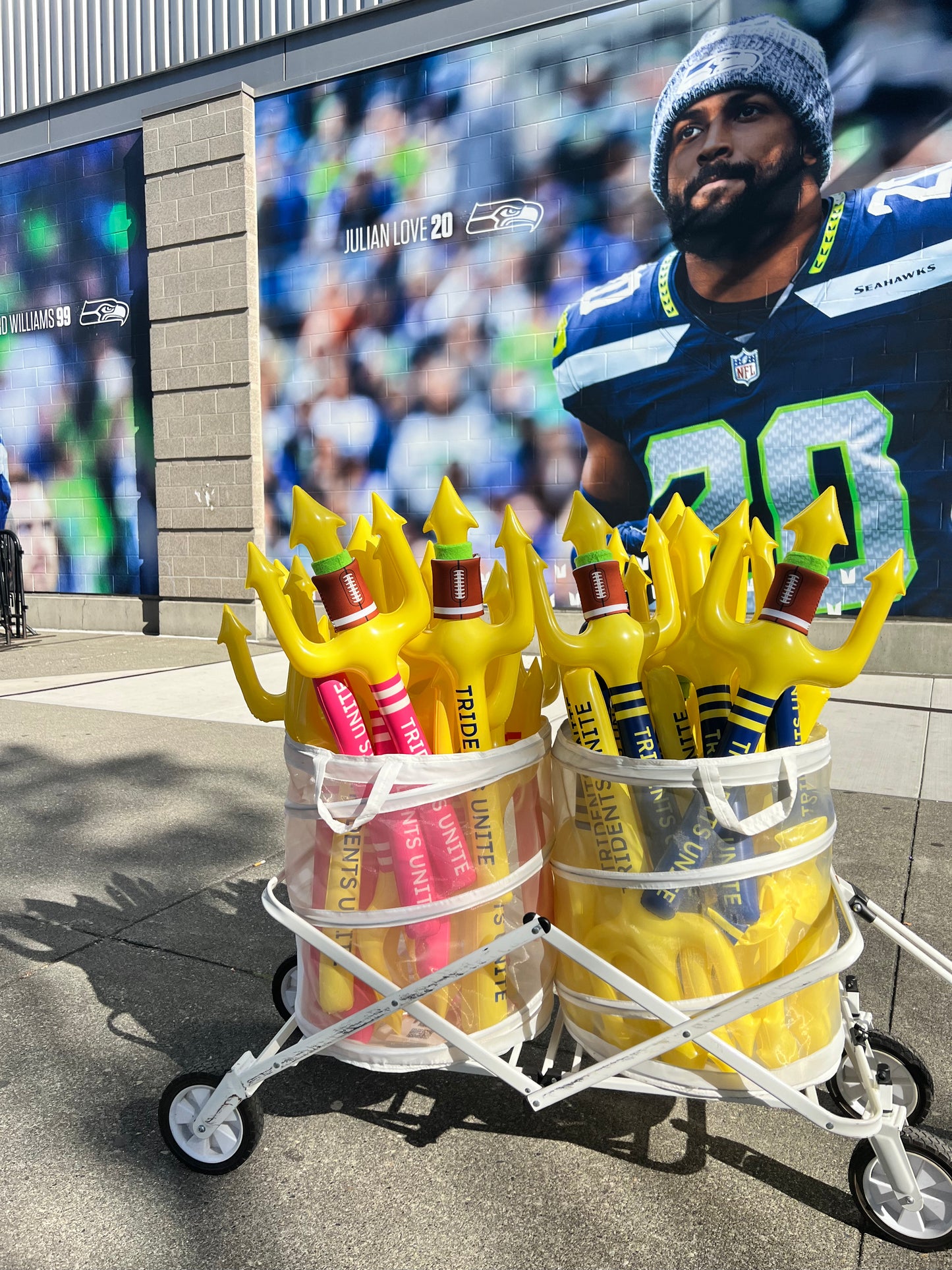 The Original Inflatable Fan Trident - Pink and Yellow Toy Trident - Tridents Unite!