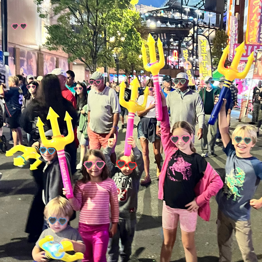 The Original Inflatable Fan Trident - Pink and Yellow Toy Trident - Tridents Unite!